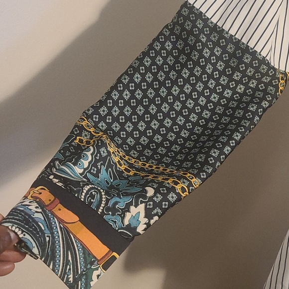 Zara Woman Striped Paisley Print Shirt - Picture 3 of 8